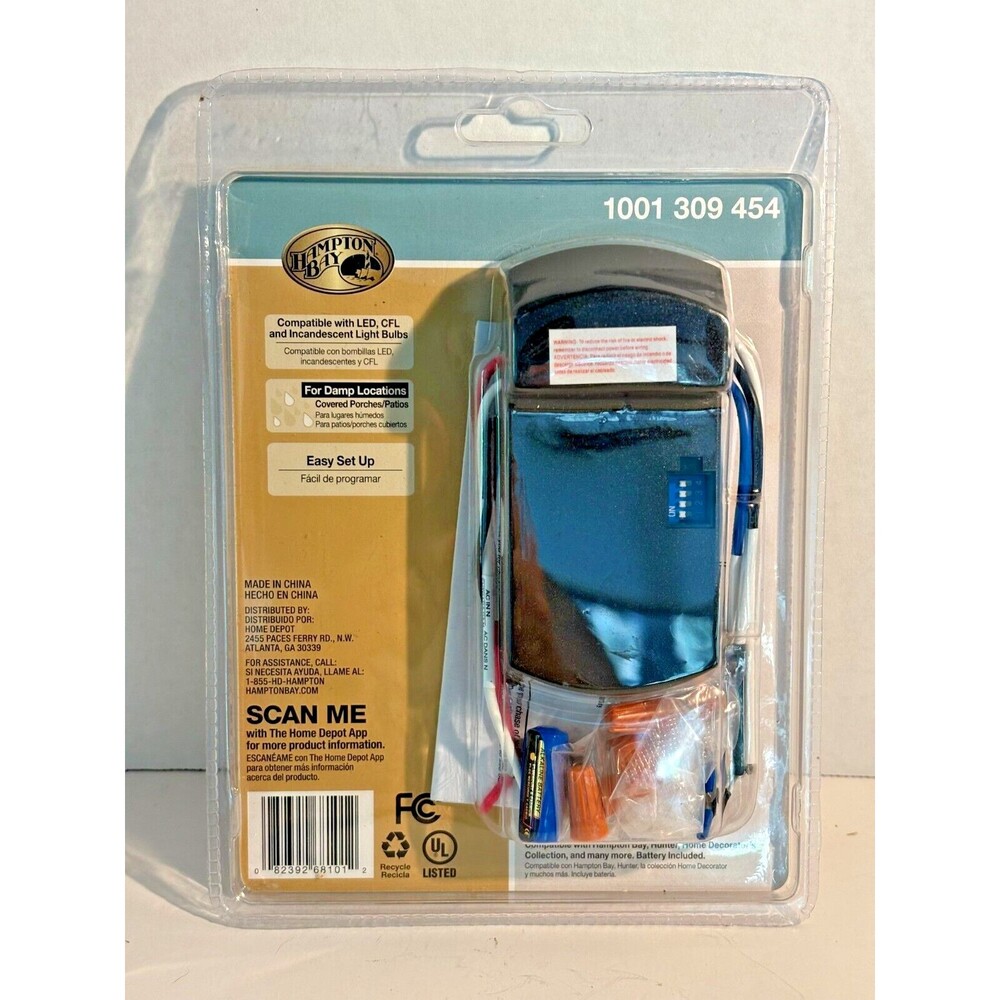 Hampton Bay Ceiling Fan Remote 1001 309 454  UNIVERSAL CONTROL ALL CELING FANS - Picture 2 of 3